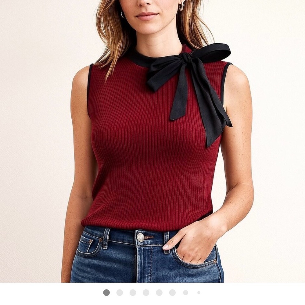 Anthropologie Dolan Left Coast Collection Bow-Accent Tank Top in Burgundy NEW